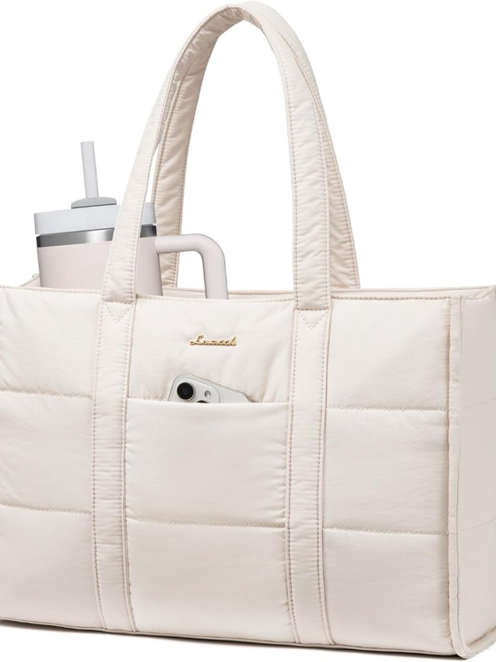 Laptop Bag for Women, 15.6 Inch Puffer Work Tote Bag, Lightweight